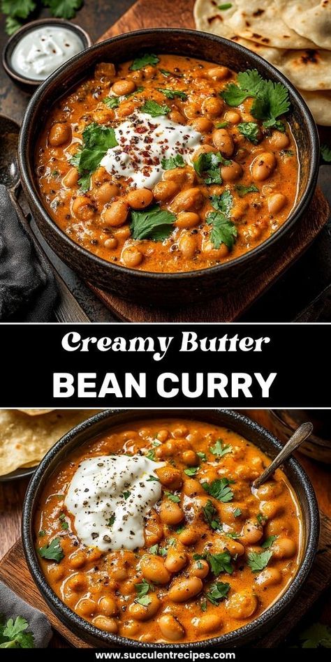 Savor this Vegetarian Creamy Butter Bean Curry! A hearty, plant-based meal that’s both creamy and packed with nutrients, perfect for any occasion. Bean Curry Recipe, Butter Bean Soup, Butter Beans Recipe, Bean Curry, Vegetarian Bean Chili, Beans Curry, Soups And Sandwiches, Coconut Sauce, Bean Soup Recipes