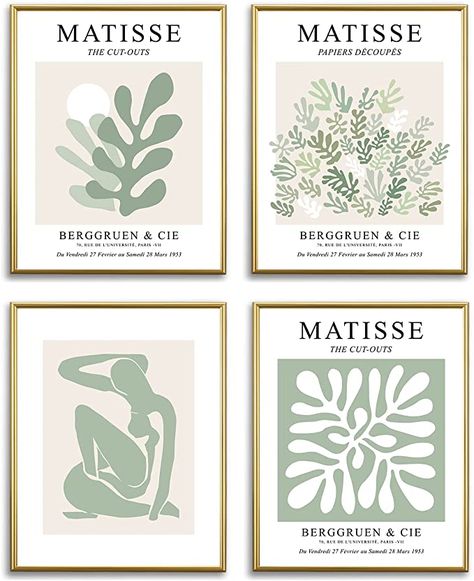 Wall Art Prints Living Room, Posters For Bedroom, Green Room Decor, Matisse Wall Art, Minimalist Bedroom Decor, Pastel Room Decor, Sage Green Walls, Art Exhibition Posters, Modern Art Paintings Abstract