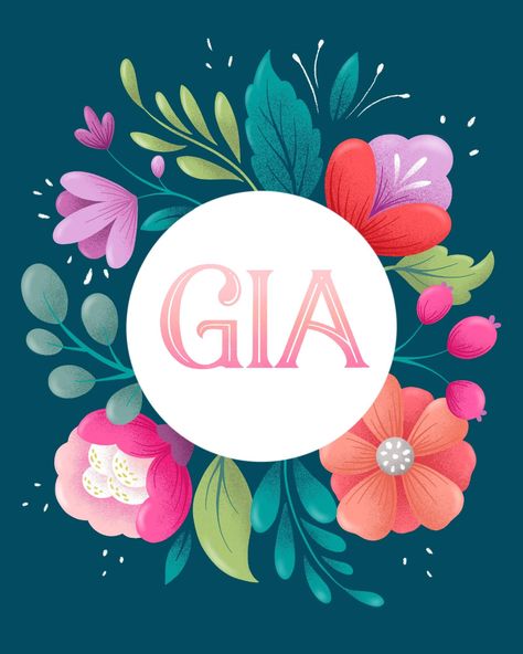 Gia Graham Lettering, Gia Graham, Typography Reference, Bloom Illustration, Procreate Flowers, Flowers Procreate, Flower Procreate, Procreate Flower, Flower Typography