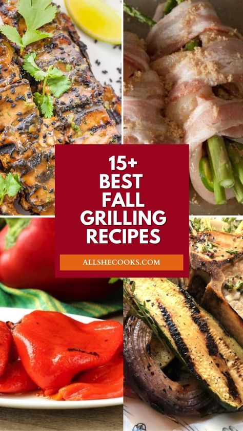 Fall Grilled Vegetables, Supper Ideas On The Grill, Grilled Fall Dinner, Autumn Barbecue, Fall Grill Recipes, Grilling Recipes Fall, Grilled Fall Recipes, Food To Grill Ideas Easy, Grilled Dinner Ideas Fall