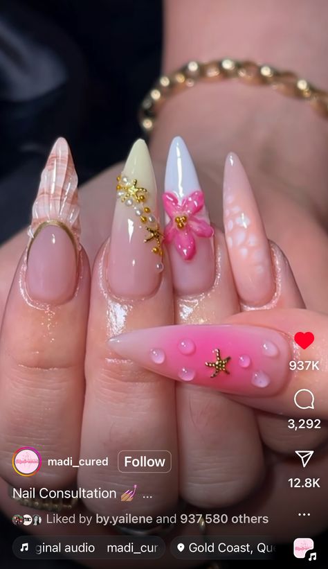 Paznokcie Hello Kitty, Cruise Nails, Kutek Disney, Unghie Sfumate, Nagel Tips, Summery Nails, Girly Acrylic Nails, Makijaż Smokey Eye, Pink Acrylic Nails