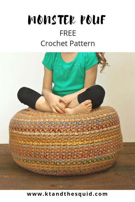 Crochet Pouf Pattern, Crochet Cushion Covers, Crochet Pouf, Crochet Cushion, Crochet Cushion Cover, Confection Au Crochet, Crochet Pillows, Crochet Basket Pattern, Crochet Simple