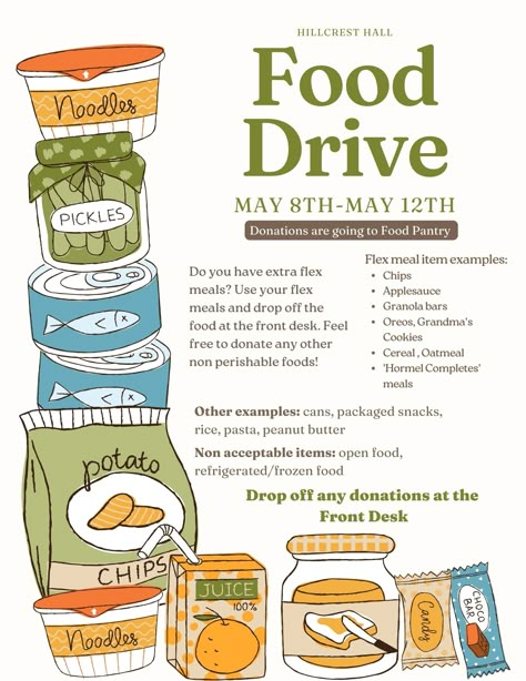 Food Drive Competition Ideas, Food Drive Poster Ideas For School, Food Drive Poster Ideas, Can Food Drive Poster Ideas Flyers, Food Drive Poster, Fun College Events, Drive In Movie Fundraiser, College Programs Events Residence Life, Res Life Programs