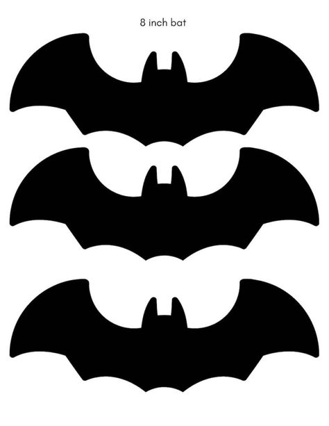 These cute bat printables are great for Halloween decor and Halloween crafts for the kids! Grab these free Halloween printable bats and create a bat swarm for your wall, add Halloween outdoor bat ornaments to a tree, or create some fun bat crafts with your preschooler. Bat For Halloween Decoration, Bat Display Halloween, Bat Images Free Printable, Diy Bats For Wall, Bat Silhouette Templates, Bat Sillouhette, Halloween Bats On Wall, Bat Template Free Printable, Bats Printables