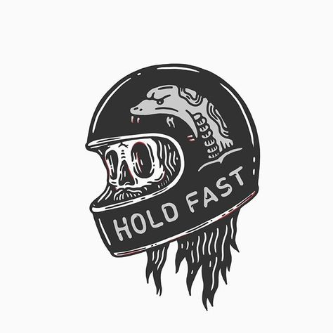 Hold fast. Motorcycle Tattoos, Biker Tattoos, Tiger Illustration, Surfboard Design, Hold Fast, Design Rules, Mascot Logo, Flash Art, Quirky Design