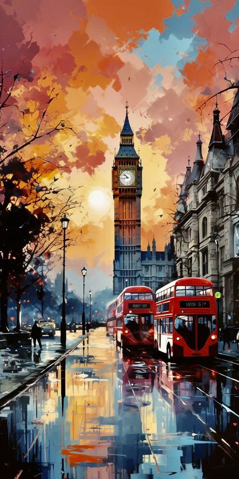 London Wallpaper, City Painting, Abstract Art Wallpaper, Art Gallery Wallpaper, Cityscape Painting, Nature Art Painting, Cool Wallpapers Art, Art Uk, Dreamy Art