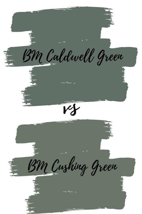 Benjamin Moore Caldwell Green VS BM Cushing Green. Find out what makes them different #greencolors #paintcolors #interior #wallcolors Bm Caldwell Green Cabinets, Caldwell Green Benjamin Moore Cabinets, Benjamin Moore Caldwell Green Cabinets, Cushing Green Benjamin Moore Exterior, Bm Cushing Green, Best Benjamin Moore Exterior Colors, Cushing Green Cabinets, Benjamin Moore Green Exterior Paint, Webster Green Benjamin Moore