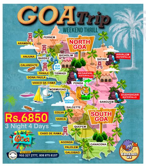 Amazing Goa Trip ... Goa Tourist Places, South Goa Itinerary, Goa Map, Map Indian, Go Goa Gone, Honeymoon Place, Trips In India, India Bucket List, India Beautiful Places