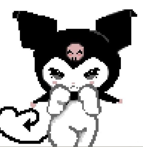 Pixel Kuromi Wallpaper, Pixel Sanrio, Kuromi Art, Wii Music, 8bit Art, Hello Kitty Aesthetic, Pixel Drawing, Kitty Images, Hello Kitty Characters