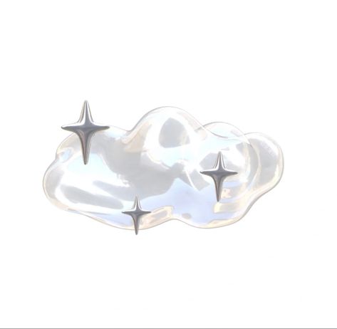 Cloud Icon, White Cloud, Ups, Kitty, Stars, Silver, White