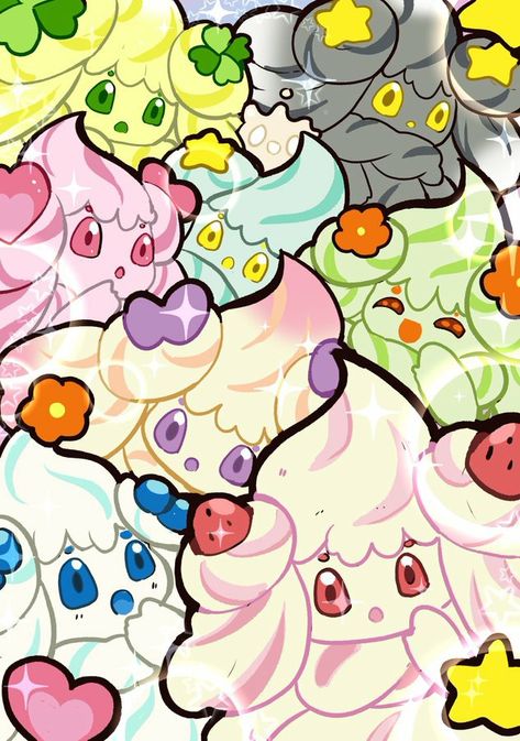 Alcremie Pokemon Wallpaper, Alcremie Pokémon Art, Pokemon Pfp, Pokémon Scarlet Violet, Fairy Type Pokemon, Pokemon Mystery Dungeon, Real Pokemon, Pokémon Scarlet, Types Of Fairies