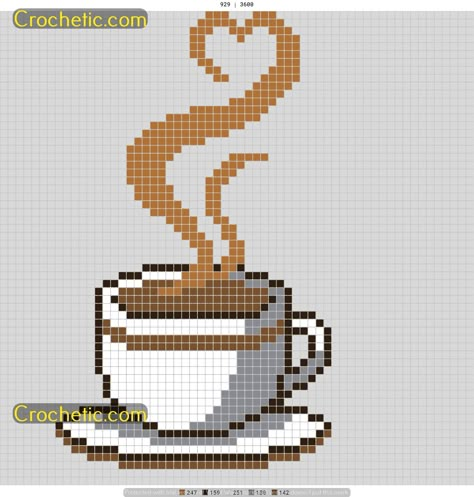 Cafe Cross Stitch, Pixel Coffee Art, Coffee Cup Cross Stitch Pattern, Bookish Pixel Art, Coffee Pixel Art, Hand Bag Design, Cross Stitch Coffee, Coffee Cross Stitch, Colorwork Knitting Patterns