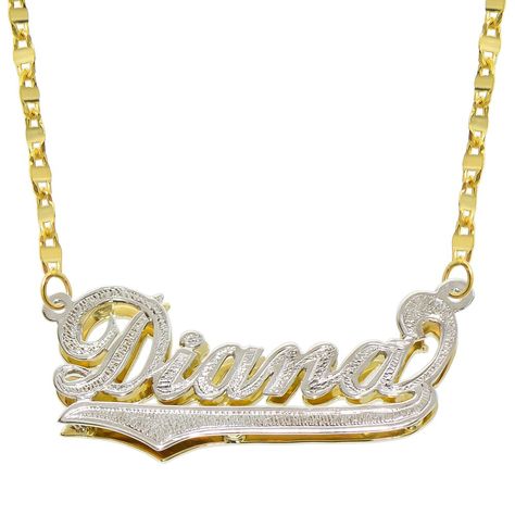 Chain Clothing, Name Plate Necklace, 3d Name, Plate Necklace, Name Plate, Name Necklace, Pyramid, Shoes Jewelry, Two Tone