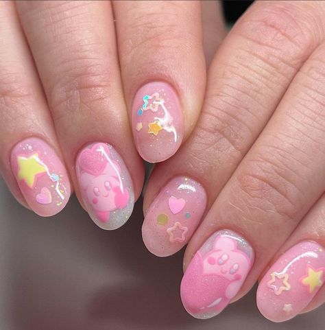 Pretty Gel Nails, Really Cute Nails, Kawaii Nails, Cute Nail Art, Dream Nails, Cute Nail Designs, Funky Nails, Dope Nails, Artist On Instagram