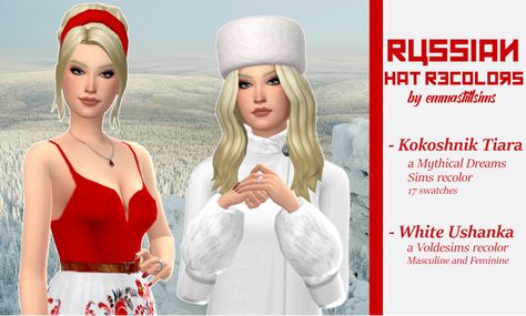 Sims 4 Russian Hat, Maxis Match Hats, Russian Hats, Slavic Clothing, Cossack Hat, Sims 4 Decades Challenge, Bump Hairstyles, Russian Clothing, Winter Fur Hat