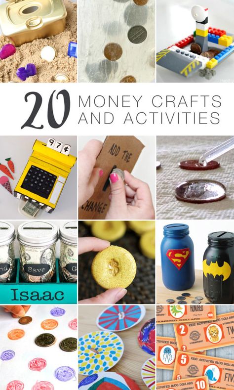 20 money crafts and activities for kids | The Craft Train Money Crafts For Preschoolers, Coin Crafts, Money Activities, Math Is Fun, Diy Valentine Gift, Money Math, Arts And Crafts Activities, Jordan Room Ideas, Painted Pots Diy