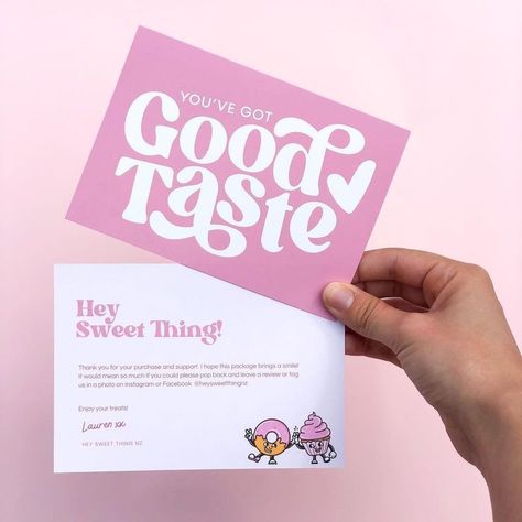 Ready to satisfy your sweet tooth without guilt, then you'll love @heysweetthingnz tasty cakes and baked goods! They won't disappoint you since they're produced from scratch with the highest quality ingredients 🍩🧁

Check out their Fb and IG page for more mouthwatering goodies 🤤

Your ordered thank you cards & business cards turned out amazing! Thank you for trusting #StickerDot💕

#happycustomer #featurethursday #thankyoucards #businesscards #customcards #premiumcards #namecards #business #NZ Baking Business Cards, Cake Business Cards, Tasty Cakes, Cookies Branding, Cake Branding, Bakery Business Cards, Cute Thank You Cards, Packaging Ideas Business, Thank You Card Design