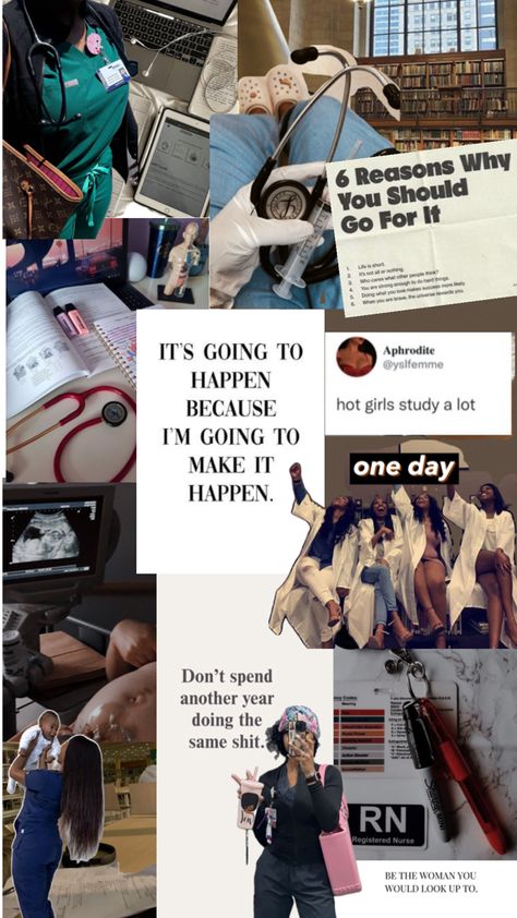 black woman nurse aesthetic mood board nursing student Lpn Nursing Student, Nursing School Inspiration, Midwifery Student, Nursing Motivation, Job Inspiration, Medical School Life, Nursing School Motivation, Nurse Study Notes, Nurse Inspiration