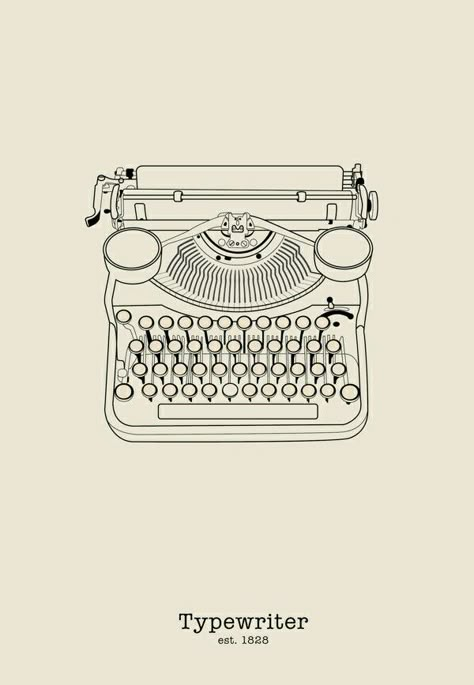 Typewriter Vintage Typewriter Illustration, Typewriter Drawing, Typewriter Tattoo, Writer Tattoo, Fonts For Tattoos, Tattoos Fonts, Typewriter Print, Bookish Tattoos, Vintage Logos