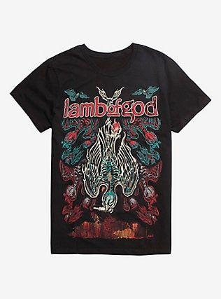 Lamb Of God Skeleton Birds T-Shirt, BLACK Iron Maiden The Trooper, Animal Crossing Plush, Goat Skull, Music Shirts, Lamb Of God, Metal Shirts, Metal T Shirts, Skull Logo, Fandom Outfits