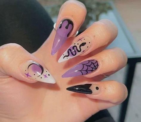 Witch Nails, Witchy Nails, Halloween Acrylic Nails, Punk Nails, Anime Nails, Goth Nails, Grunge Nails, Dope Nails, Nail Arts