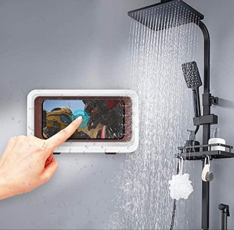 Shower Phone Holder - Waterproof Shower Phone Holder, Remote Control Storage, Waterproof Glue, Shower Holder, Waterproof Wall, Waterproof Phone, Video Wall, The Shower, Water Proof Case