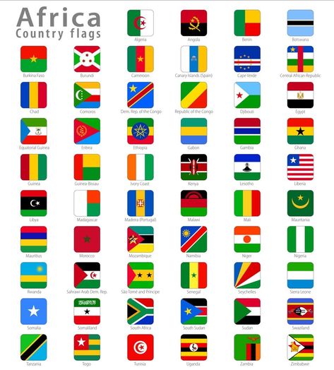 Flags Of Africa, World Flags With Names, Geography Vocabulary, Africa Countries, All World Flags, World Country Flags, World Map With Countries, Regions Of The Philippines, African History Truths