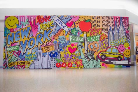 It’s the two-year anniversary of this mural!!! My first wall at JFK Airport ✈️ Probably the most exciting accomplishment to this date 😊 Hopefully CPD will be back in this terminal one day! 🤞🏼 Did you have a chance to see this while it was up?! Two Year Anniversary, Jfk Airport, September 19, Safe Travel, West Palm Beach, Wall Mural, Palm Beach, So Excited, Good Times