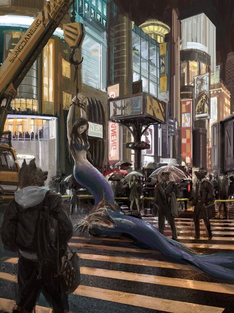 ArtStation - mermaid Urban Fantasy Writing, Creative Notes, Elder Scrolls Art, Myths & Monsters, Modern Magic, Ancient Mysteries, Fantasy Places, Dark Art Illustrations, Modern Fantasy