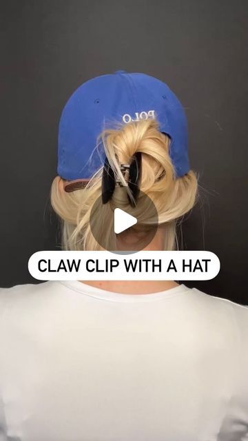 Hat And Claw Clip Hairstyles, Claw Clip With Hat, Hairstyles With A Hat, Clip Hairstyles, Claw Clip, Hair Tutorial, Hair Stylist, Elastic, Hair And Nails