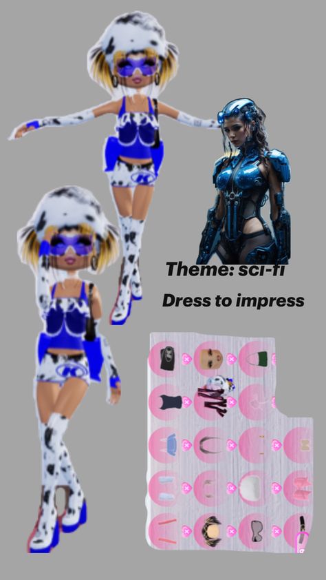 This pin is about dress to impress and their outfits. This outfit shows the theme sci-fi Sci Fi Dress, Sci Fi Outfits, Sci Fi Outfit, Themed Outfits, Dress To Impress, Sci Fi, Dress Outfits