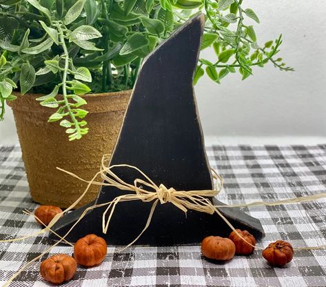 Wood Witch Hat, Halloween Decor Modern, Wooden Witch, Farmhouse Halloween Decor, Wood Witch, Halloween Decor Witch, Rustic Halloween Decor, Fall Decor Farmhouse, Witch Silhouette