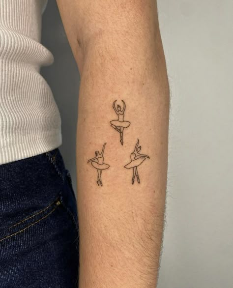 Ballerina Tattoo Minimalist, Minimalist Ballerina Tattoo, Tiny Ballerina Tattoo, Fine Line Ballerina Tattoo, Doodle Ballerina, Ballerina Tattoo Ideas, Ballet Tattoo Minimalist, Tiny Dancer Tattoo, Ballet Dancer Tattoo