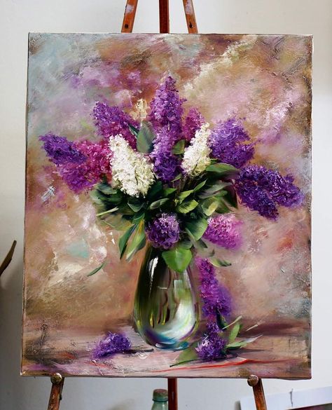 Lilac Painting, Painting Flowers Tutorial, Pastel Sec, Arte Van Gogh, Modern Art Paintings Abstract, Flower Painting Canvas, Painting Art Lesson, Acrylic Painting Techniques, Modern Art Paintings