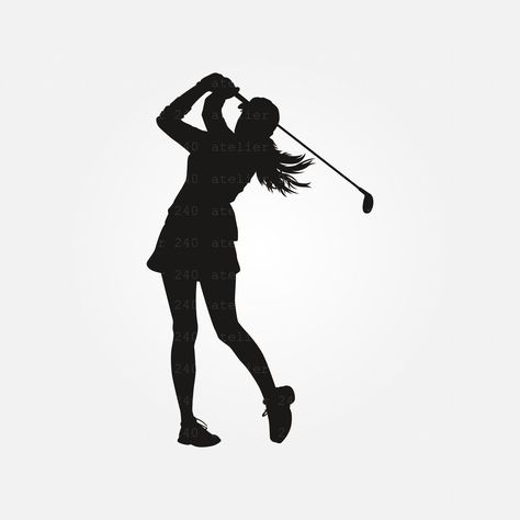 Golf Silhouette Clip Art, Lady Golfer Images, Golf Silhouette, Golf Centerpieces, Golf Drawing, Golf N Stuff, Sports Centerpieces, Happy Gilmore, Golf Svg