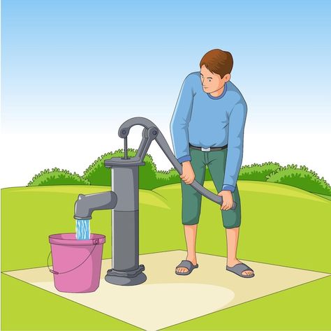 Man using hand pump graphic vector illus... | Premium Vector #Freepik #vector #water #water-hand #water-pump Water Activities Preschool, Colouring Drawing, Fun Phonics Activities, Hand Water Pump, Bath Pictures, Banner Png, Alucard Mobile Legends, Alcohol Ink Crafts, Ink Crafts