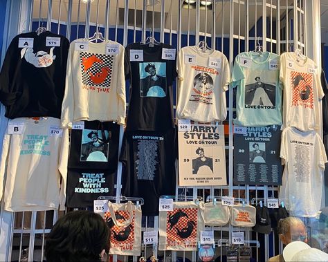 Concert Merch Display, Band Merch Ideas, Merch Display, Space Project, Sunset Party, Harry Core, Merch Ideas, Space Projects, Birthday Wishes For Myself