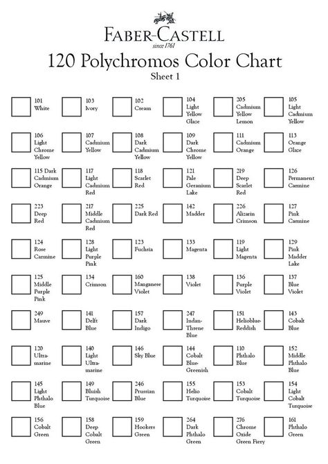 Faber-Castell Polychromos 120 Color Chart sheet 1 (Empty) by Kaleidooscope Polychromos Color Chart, Chart Sheet, Blending Colored Pencils, Swatch Book, Faber Castell Polychromos, Coloring Tips, Easy Coloring, Colored Pencil Techniques, Coloring Tutorial