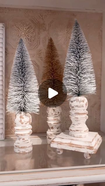 Barefoot&Freckled on Instagram: "Repurposed Spindle Project" Spindle Christmas Tree, Crafts With Spindles, Spindle Christmas Crafts, Spindles Repurposed, Spindle Candlesticks, Spindle Crafts, Bottlebrush Trees, Christmas Bazaar, Cottage Rustic