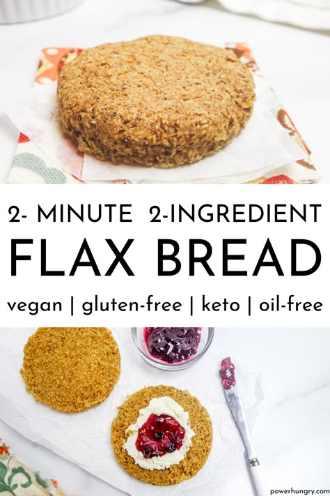 Super easy. 2-minute 2-ingredient flax bread! It is vegan, keto, gluten-free, oil-free, and has 5 grams protein and 7 grams of fiber. #wfpb #healthybread #flax #flaxseedmeal #vegan #plantbased #glutenfree #grainfree #oilfree ##mugmuffin #microwave #flaxbread #wfpbbread #singleserving #breadforone #cookingforone #bakingforone #microwavebaking #microwavecooking #ketobread #eggfree #noeggs #eggfreeketobread #veganketo #ketogenic #microwaveketo #flaxbread #ketoflaxbread Flax Bread, Flaxseed Bread, Flax Muffins, Microwave Bread, Celiac Recipes, Microwave Baking, Keto Breads, Seed Bread, Seed Recipes