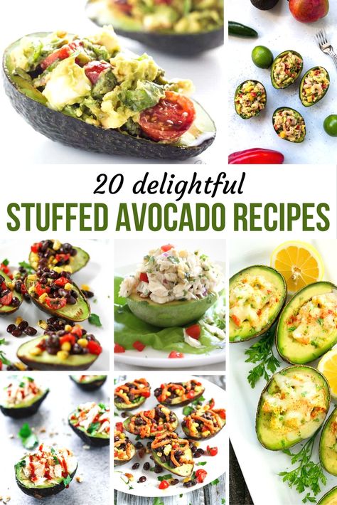 20 Delightful Stuffed Avocado Recipes Keto Stuffed Avocado Recipes, Stuffed Avocado Recipes, Creative Dinners, Crab Stuffed Avocado, Avocado Appetizer, Avocado Stuffed, Crowd Food, Stuffed Avocados, Stuffed Avocado