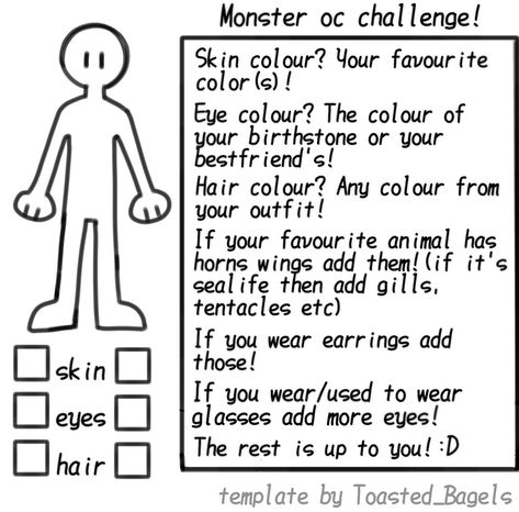 Oc Maker Template, Oc Generator, Monster Oc, Oc Template, Oc Maker, Oc Challenge, Skin Color, Eye Color, Hair Color