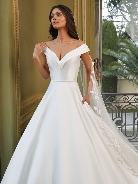 JOYCE | Princess wedding dress with wraparound neckline | Pronovias Wedding Dresses Australia, Pronovias Bridal, Pronovias Wedding Dress, Top Wedding Dresses, Princess Wedding Dress, Princess Wedding Dresses, Princess Wedding, Online Wedding Dress, Bridal Wedding Dresses