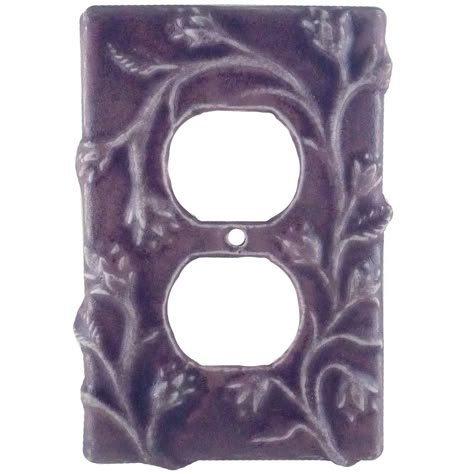 Vine design ceramic duplex outlet cover in purple glaze  is an original design that is hand sculpted by artist Beth Sherman of www.HoneybeeCeramics.com House Finishes, House Deco, Fire Clay, New Condo, Outlet Cover, Vine Design, Green House, Pottery Ideas, Eclectic Home