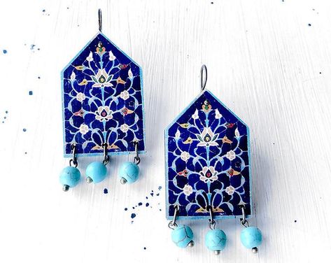 Historic Tile, Persian Jewelry, Persian Architecture, Art Jewelry Design, Geometric Design Art, Her And Him, Persian Art, Reno Nv, Painted Jewelry