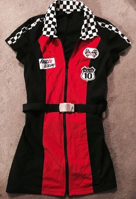 Nascar Outfit, Black Dress Halloween, Nascar Costume, Racing Outfit, Cute Group Halloween Costumes, Race Outfit, Hot Halloween Outfits, Halloween Party Outfits, Black Halloween Dress