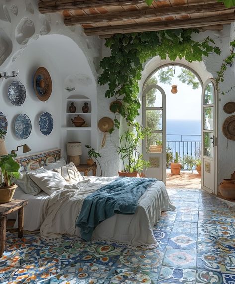 Room Ideas Aesthetic Mediterranean, Grecian Aesthetic Decor, Mediterranean Dorm Room Ideas, Greek Aesthetic Interior, Mediterranean Coastal Home, Mediterranean Villa Bedroom, Greek Mythology Themed Bedroom, Greece Aesthetic Room Decor, Mediterranean Bedroom Decor Ideas