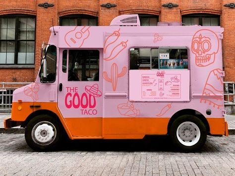 Food Truck Designs, Food Truck Branding, Food Truck Project, Foodtrucks Ideas, Truck Branding, Taco Food Truck, Taco Food, Food Vans, Fun Branding