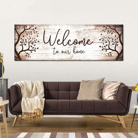 Welcome To Our Home | ElephantStock Farmhouse Livingrooms, Farmhouse Wall Decor Living Room, Family Room Wall Art, Home Typography, Family Room Wall Decor, Large Wall Decor Living Room, Family Room Walls, Family Wall Decor, Welcome To Our Home