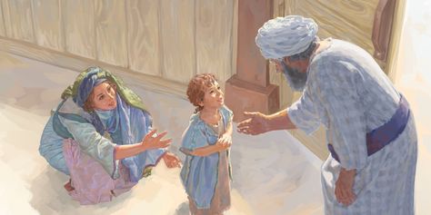 Hannah presents little Samuel to Eli at the tabernacle Hannah Bible, Samuel Bible, Indian Sign Language, Prayer For Son, Bible Images, Bible Illustrations, Bible Characters, Bible Pictures, Christian Pictures